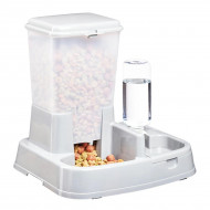 Distribuitor de alimente si apa pentru animale, 2in1, culoare Alba - Img 1