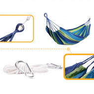 Hamac Multicolor Simplu (1 persoana), 200 x 100 cm + Kit de instalare - ALBASTRU - Img 2