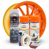 Kit complet reparatie si vopsire jante culoare Orange Fluorescent, V2 - Img 2