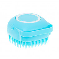Perie din silicon cu dozator de sampon pentru spalare caini sau pisici, 7,5 x 7,5 cm, culoare albastra - Img 4