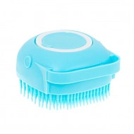 Perie din silicon cu dozator de sampon pentru spalare caini sau pisici, 7,5 x 7,5 cm, culoare albastra - Img 4