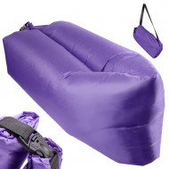 Saltea Autogonflabila "Lazy Bag" tip sezlong, 230 x 70cm, culoare Violet, pentru camping, plaja sau piscina - Img 1
