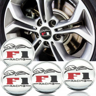 Set 4 buc. ornament central janta, model "F1 Chrome", diametru 5cm - Img 1