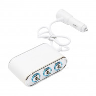 Adaptor bricheta auto tripla 12/24V, iluminata LED, cu intrerupator individual si 1 port USB, 5V, 2.1A - Img 1