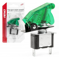 Comutator iluminat (intrerupator) cu protectie, destinatie auto, moto, ATV, SSV, Off-Road, model "TOP GUN", tensiune 12V - 24V, culoare Verde - Img 1