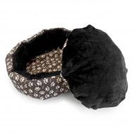 Culcus moale cu perna, pentru caine/pisica, culoare negru, impermeabil, baza antiderapanta, 50 cm - Img 2