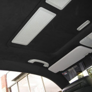 Material pentru reconditionare plafon auto, material textil cu spate buretat, culoare Neagra, dimensiune 2m x 1,50m - Img 1
