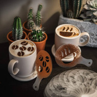 Set 16 sabloane reutilizabile pentru ornarea desertului sau a cafelei - Img 2