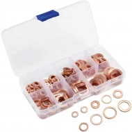 Set 200 de șaibe din cupru, 9 dimensiuni diferite, pentru buson baie de ulei sau alte reparatii - Img 2