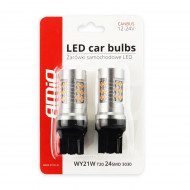 Set becuri auto cu LED CANBUS, 3030, 24SMD, compatibil T20, 7440, WY21W, Portocaliu, 12V / 24V, destinat competitiilor auto sau off-road - Img 4