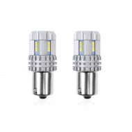 Set becuri auto cu LED CANBUS compatibil P21 R5W/R10W 22 SMD Alb 12V/24V, destinat competitiilor auto sau off-road