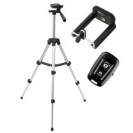 Trepied fotografic din aluminiu, compact, cu suport mobil 3D + Telecomanda Bluetooth - Img 2