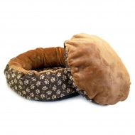 Culcus moale cu perna, pentru caine/pisica, culoare crem-maron, impermeabil, baza antiderapanta, 50 cm - Img 2