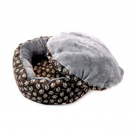 Culcus moale cu perna, pentru caine/pisica, culoare gri, impermeabil, baza antiderapanta, 50 cm - Img 2