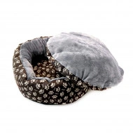 Culcus moale cu perna, pentru caine/pisica, culoare gri, impermeabil, baza antiderapanta, 50 cm - Img 2