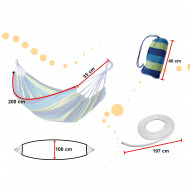 Hamac Multicolor Simplu (1 persoana), 200 x 100 cm + Kit de instalare - ALBASTRU - Img 3