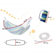 Hamac Multicolor Simplu (1 persoana), 200 x 100 cm + Kit de instalare - ALBASTRU - Img 3