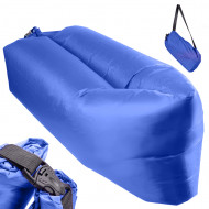 Saltea Autogonflabila "Lazy Bag" tip sezlong, 230 x 70cm, culoare Bleumarin, pentru camping, plaja sau piscina - Img 1