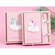 Set Cadou pentru Copii, Caiet cu Unicorn finisat cu piele ecologica + Pix cu Unicorn - Img 2