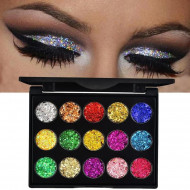 Set machiaj 15 culori stralucitoare cu efect de sclipici pentru ochi/pleoape - Img 1