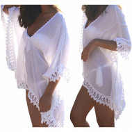 Tunica, Rochie de plaja aerisita, ușoara și delicata, culoare Alba, dimensiune Universala - Img 1