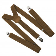 Bretele elegante pentru pantaloni, inguste, tip Y cu 3 catarame, culoare Maro - Img 2