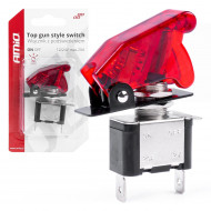 Comutator iluminat (intrerupator) cu protectie, destinatie auto, moto, ATV, SSV, Off-Road, model "TOP GUN", tensiune 12V - 24V, culoare Rosie - Img 1