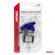 Comutator iluminat (intrerupator) cu protectie, destinatie auto, moto, ATV, SSV, Off-Road, model "TOP GUN", tensiune 12V - 24V, culoare Albastra - Img 5