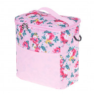 Geanta termoizolanta pentru picnic sau plaja, capacitate 11l, culoare Roz cu flori - Img 4