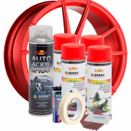 Kit complet reparatie si vopsire jante culoare Rosu Fluorescent, V4 - Img 2