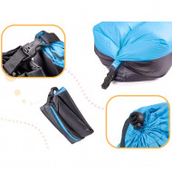 Saltea Autogonflabila "Lazy Bag" tip sezlong, 185 x 70cm, culoare Negru-Albastru, pentru camping, plaja sau piscina - Img 2