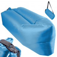 Saltea Autogonflabila "Lazy Bag" tip sezlong, 230 x 70cm, culoare Albastru, pentru camping, plaja sau piscina - Img 1