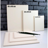 Set 3 sasiuri din lemn cu panza CANVAS pentru pictura, culoare Alb Mat, Marca AVEX - Img 1