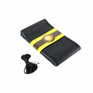 Husa volan din PIELE NEAGRA + ATA NEAGRA, diametru 37 - 39 cm (se coase, aspect ORIGINAL) - Img 3