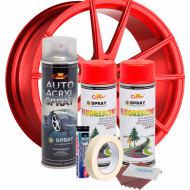 Kit complet reparatie si vopsire jante culoare Rosu Fluorescent, V2 - Img 2