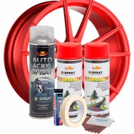 Kit complet reparatie si vopsire jante culoare Rosu Fluorescent, V2 - Img 2