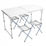 Masa turistica pliabila din aluminiu cu 4 scaune, 120 x 60cm - Img 3