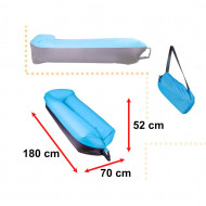 Saltea Autogonflabila "Lazy Bag" tip sezlong, 185 x 70cm, culoare Negru-Albastru, pentru camping, plaja sau piscina - Img 3