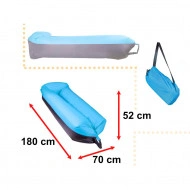 Saltea Autogonflabila "Lazy Bag" tip sezlong, 185 x 70cm, culoare Negru-Albastru, pentru camping, plaja sau piscina - Img 3