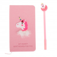 Set Cadou pentru Copii, Caiet cu Unicorn finisat cu piele ecologica + Pix cu Unicorn - Img 3
