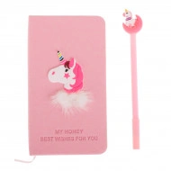 Set Cadou pentru Copii, Caiet cu Unicorn finisat cu piele ecologica + Pix cu Unicorn - Img 3