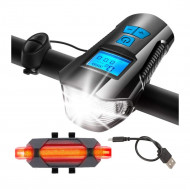Vitezometru Digital cu lampa Fata + Spate + Claxon cu 6 sunete, waterproof, pentru bicicleta, model AVX-WT-CBL-1X - Img 1