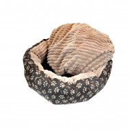 Culcus moale cu perna, pentru caine/pisica, culoare maro-raiat, impermeabil, baza antiderapanta, 50 cm - Img 2