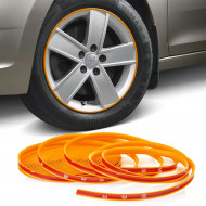 Inele de protectie si decor jante, adezive, din plastic flexibil - PORTOCALIU - Img 1