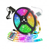 Rola 5M Banda LED SMD 3528 Multicolora (RGB), impermeabila, cu telecomanda si adaptor alimentare - Img 2