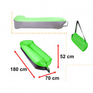 Saltea Autogonflabila "Lazy Bag" tip sezlong, 185 x 70cm, culoare Negru-Verde, pentru camping, plaja sau piscina - Img 3