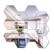 Set 12 panouri autocolante hexagonale oglinda de perete, model Ambiance Mirror, dimensiuni 15,5 x 17,5 cm - Img 2