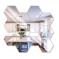 Set 12 panouri autocolante hexagonale oglinda de perete, model Ambiance Mirror, dimensiuni 15,5 x 17,5 cm - Img 2