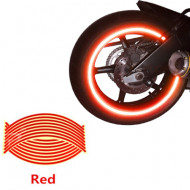 Set 16 ornamente Reflectorizante pentru jante auto, moto, culoare Rosie - Img 1