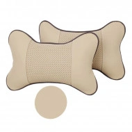 Set 2 buc. perne tetiere auto, pentru sustinere gat din piele ecologica, culoare BEJ - Img 2